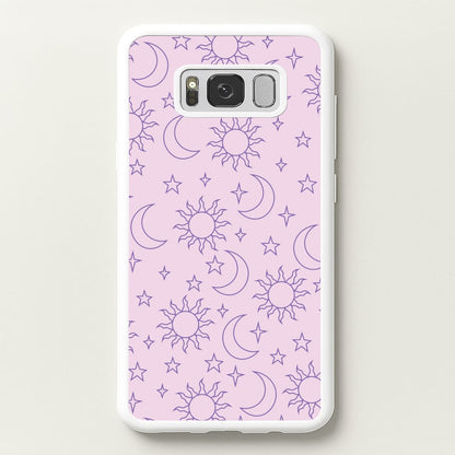 Sun, Moon And Stars Pattern Mauve  - Space Phone Case for Galaxy S8