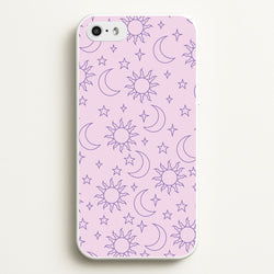 Sun, Moon And Stars Pattern Mauve  - Space Phone Case for iPhone 5 / 5s / SE 2016
