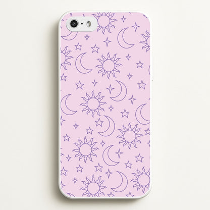 Sun, Moon And Stars Pattern Mauve  - Space Phone Case for iPhone 5 / 5s / SE 2016