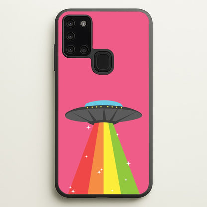 Rainbow Alien Spaceship  - Space Phone Case for Galaxy A21s