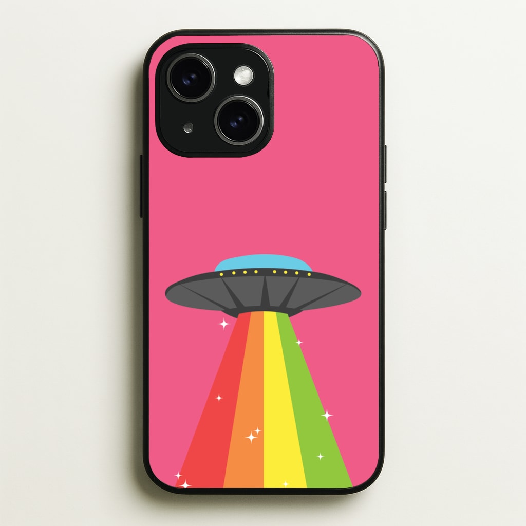 Rainbow Alien Spaceship  - Space Phone Case for iPhone 15