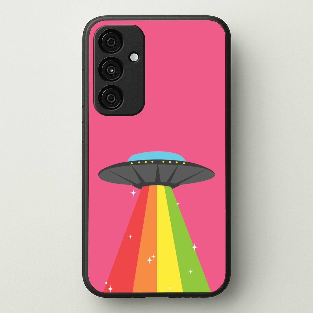 Rainbow Alien Spaceship  - Space Phone Case for Galaxy A55