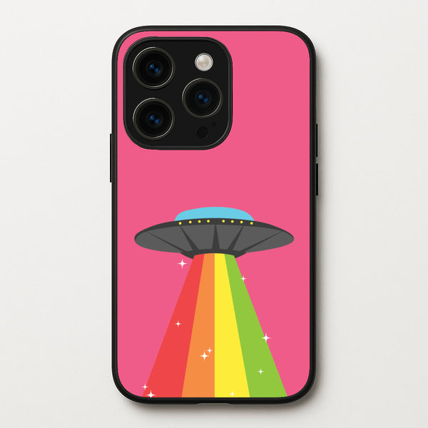 Rainbow Alien Spaceship  - Space Phone Case for iPhone 15 Pro