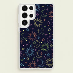 Sun, Moon And Stars Pattern Rainbow  - Space Phone Case for Galaxy S23 Ultra