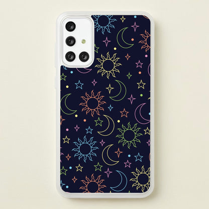 Sun, Moon And Stars Pattern Rainbow  - Space Phone Case for Galaxy A71