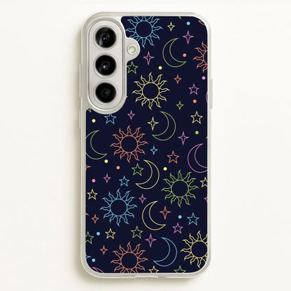 Sun, Moon And Stars Pattern Rainbow  - Space Phone Case for Galaxy A56