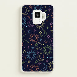 Sun, Moon And Stars Pattern Rainbow  - Space Phone Case for Galaxy S9