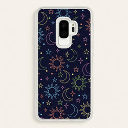 Sun, Moon And Stars Pattern Rainbow  - Space Phone Case for Galaxy S9 Plus