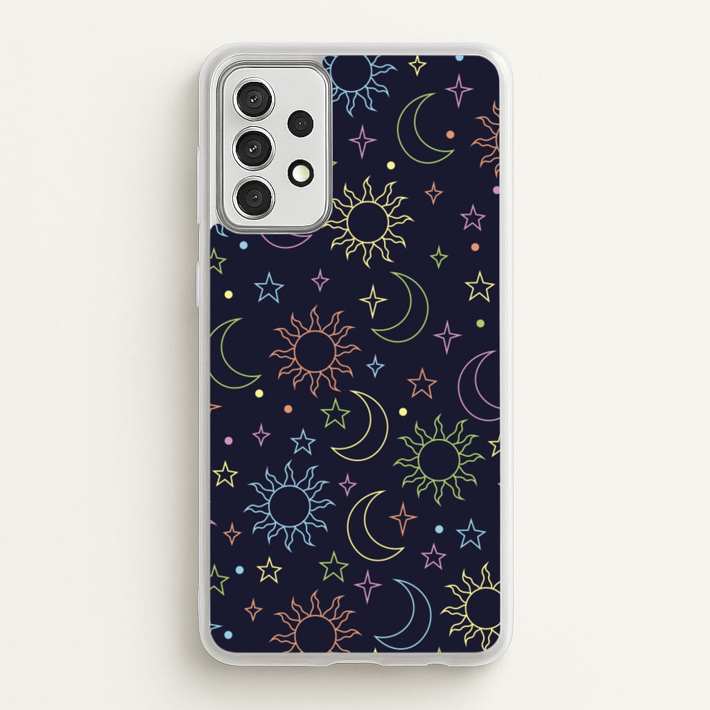 Sun, Moon And Stars Pattern Rainbow  - Space Phone Case for Galaxy A52 / A52s