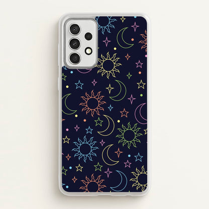 Sun, Moon And Stars Pattern Rainbow  - Space Phone Case for Galaxy A52 / A52s