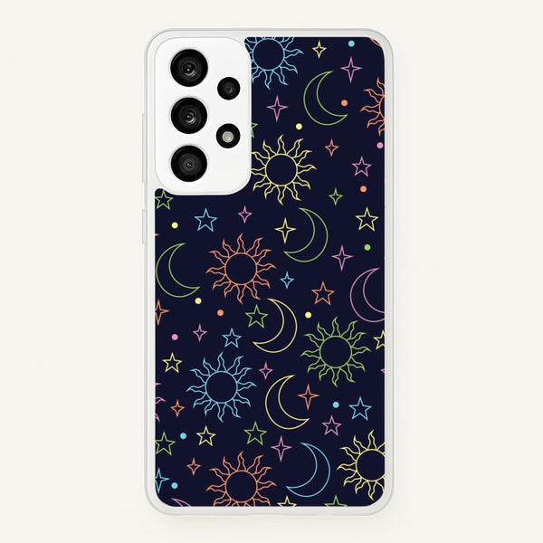 Sun, Moon And Stars Pattern Rainbow  - Space Phone Case for Galaxy A33