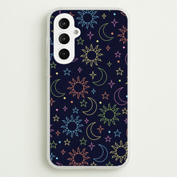 Sun, Moon And Stars Pattern Rainbow  - Space Phone Case for Galaxy S23FE
