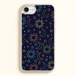 Sun, Moon And Stars Pattern Rainbow  - Space Phone Case for iPhone 6 Plus / 7 Plus / 8 Plus