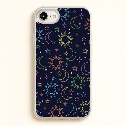 Sun, Moon And Stars Pattern Rainbow  - Space Phone Case for iPhone 6 Plus / 7 Plus / 8 Plus
