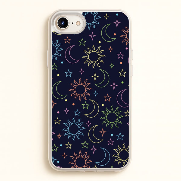 Sun, Moon And Stars Pattern Rainbow  - Space Phone Case for iPhone 6 Plus / 7 Plus / 8 Plus