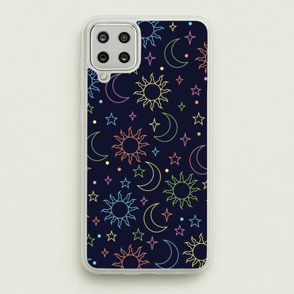 Sun, Moon And Stars Pattern Rainbow  - Space Phone Case for Galaxy A12