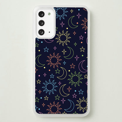 Sun, Moon And Stars Pattern Rainbow  - Space Phone Case for Galaxy Note 20