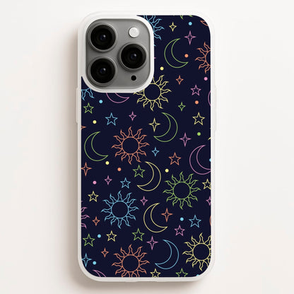Sun, Moon And Stars Pattern Rainbow  - Space Phone Case for iPhone 12 Pro Max