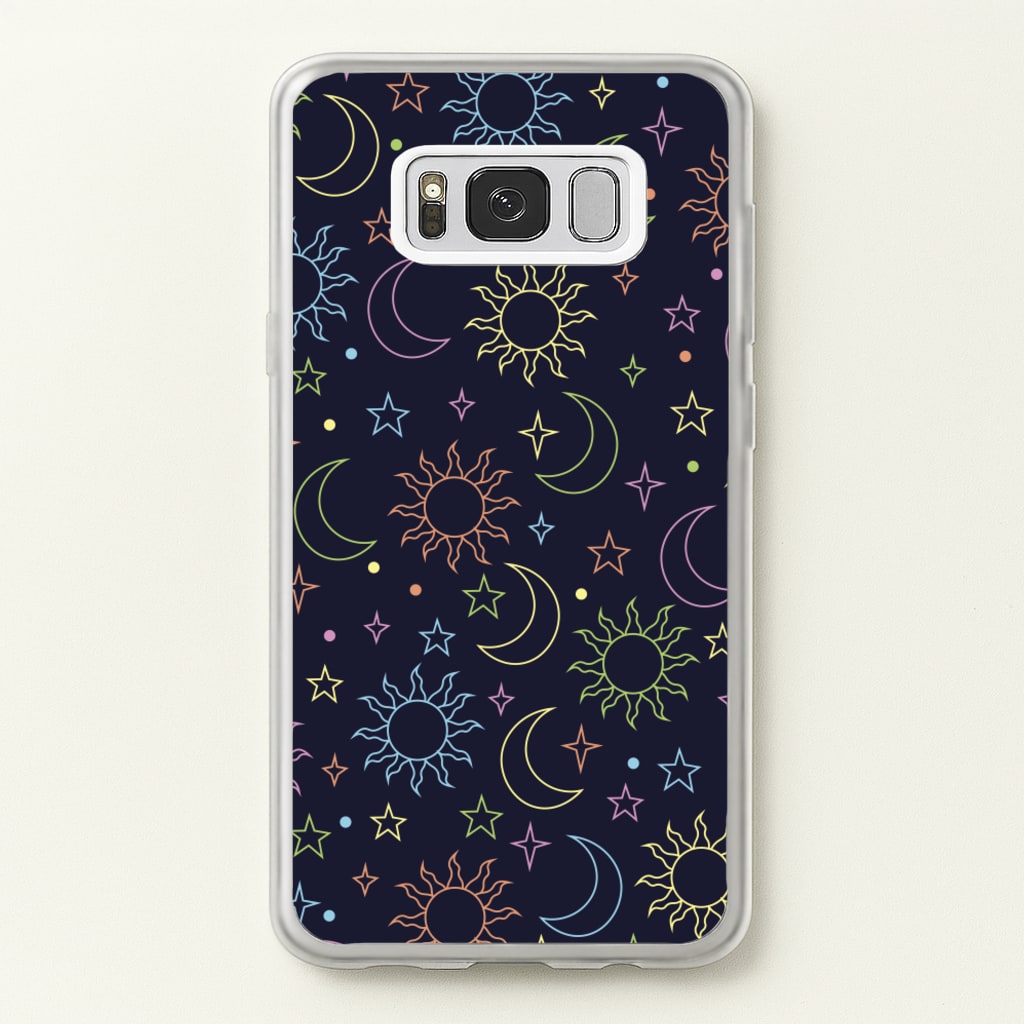 Sun, Moon And Stars Pattern Rainbow  - Space Phone Case for Galaxy S8
