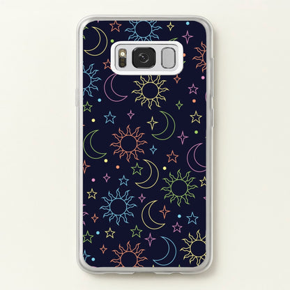 Sun, Moon And Stars Pattern Rainbow  - Space Phone Case for Galaxy S8