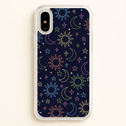 Sun, Moon And Stars Pattern Rainbow  - Space Phone Case for iPhone X / XS