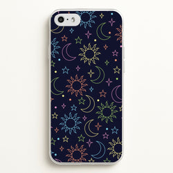 Sun, Moon And Stars Pattern Rainbow  - Space Phone Case for iPhone 5 / 5s / SE 2016