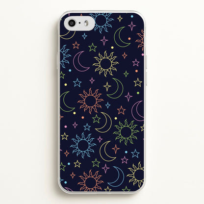 Sun, Moon And Stars Pattern Rainbow  - Space Phone Case for iPhone 5 / 5s / SE 2016