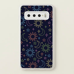Sun, Moon And Stars Pattern Rainbow  - Space Phone Case for Galaxy S10