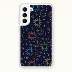Sun, Moon And Stars Pattern Rainbow  - Space Phone Case for Galaxy S22