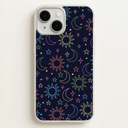Sun, Moon And Stars Pattern Rainbow  - Space Phone Case for iPhone 13