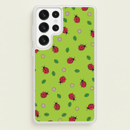 Ladybugs And Flowers - Spring Patterns  - Spring Phone Case for Galaxy S22 Ultra