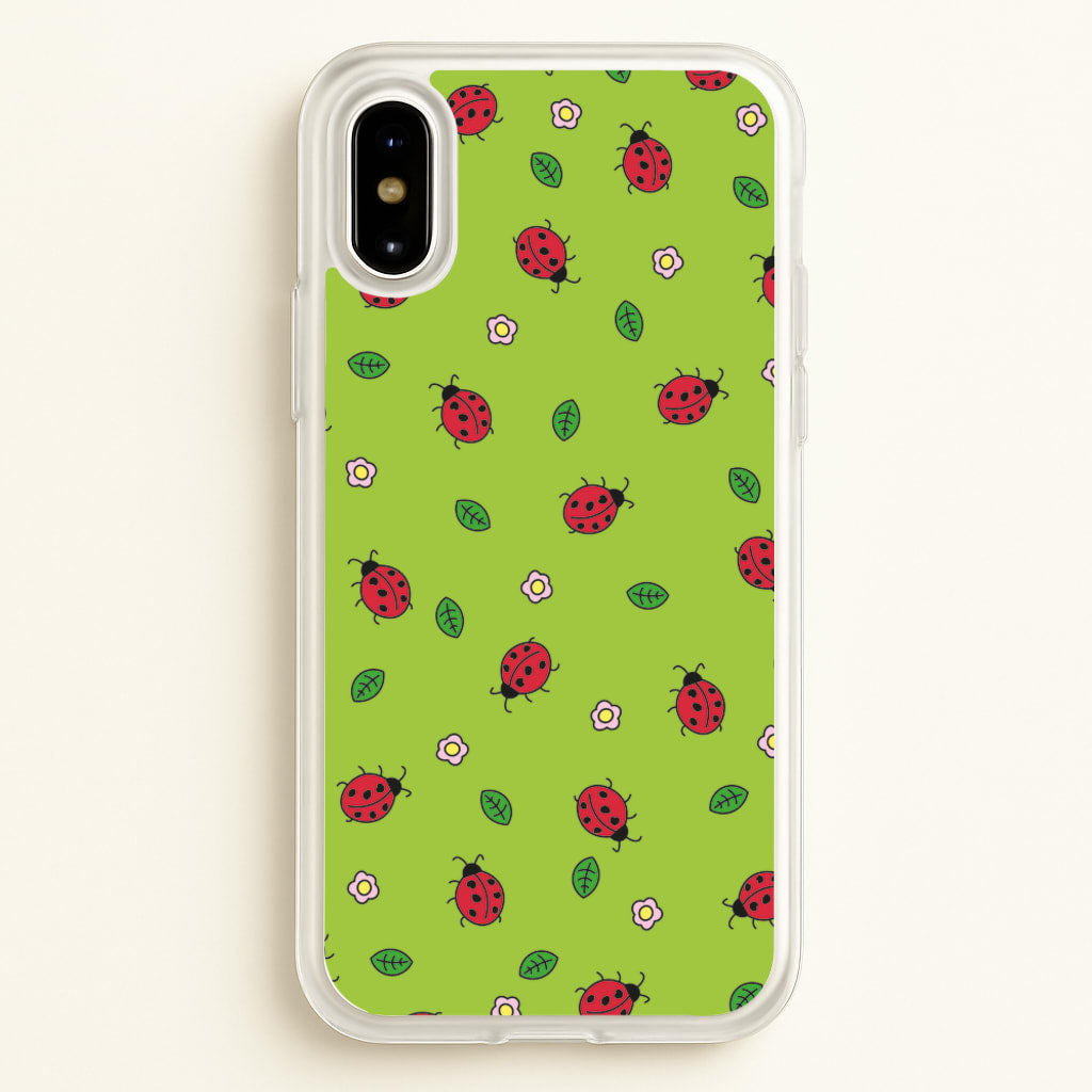 Ladybugs And Flowers - Spring Patterns  - Spring Phone Case for iPhone X / XS