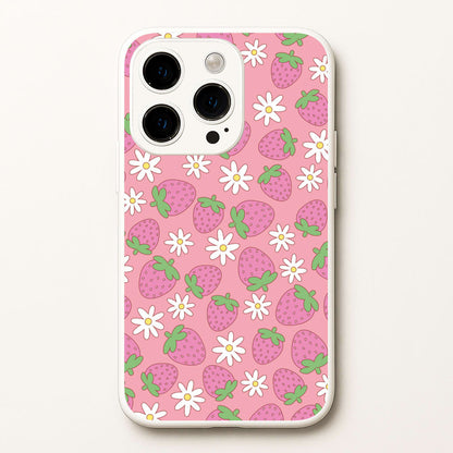Pink Strawberries - Spring Patterns  - Spring Phone Case for iPhone 15 Pro Max