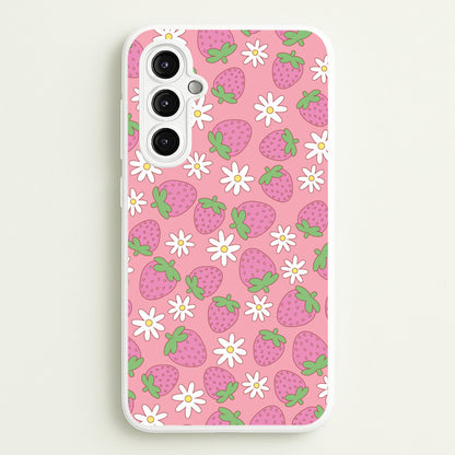 Pink Strawberries - Spring Patterns  - Spring Phone Case for Galaxy A14