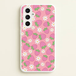 Pink Strawberries - Spring Patterns  - Spring Phone Case for Galaxy A16
