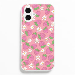 Pink Strawberries - Spring Patterns  - Spring Phone Case for iPhone 16 Plus