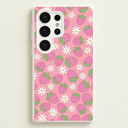 Pink Strawberries - Spring Patterns  - Spring Phone Case for Galaxy S25 Ultra
