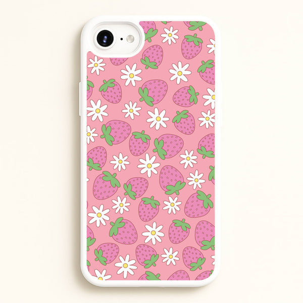 Pink Strawberries - Spring Patterns  - Spring Phone Case for iPhone 6 / 7 / 8 / SE