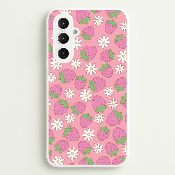 Pink Strawberries - Spring Patterns  - Spring Phone Case for Galaxy S23FE