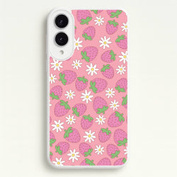 Pink Strawberries - Spring Patterns  - Spring Phone Case for Galaxy S25 Edge