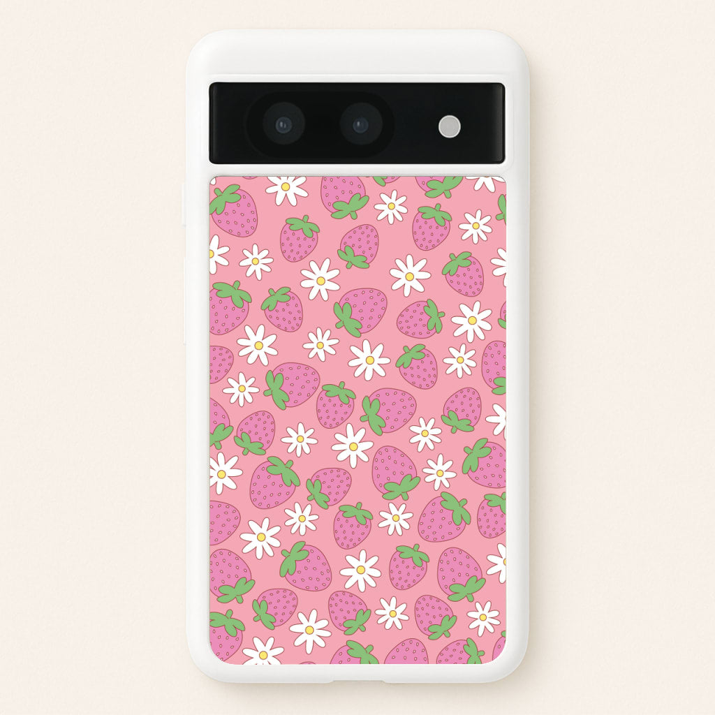 Pink Strawberries - Spring Patterns  - Spring Phone Case for Google Pixel 8a