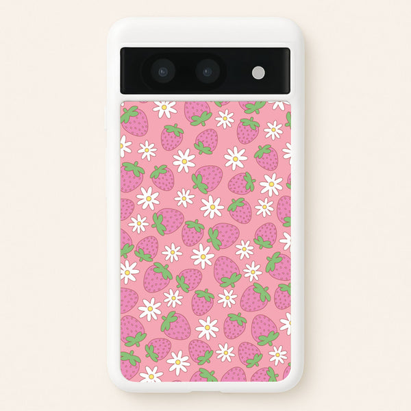Pink Strawberries - Spring Patterns  - Spring Phone Case for Google Pixel 8a