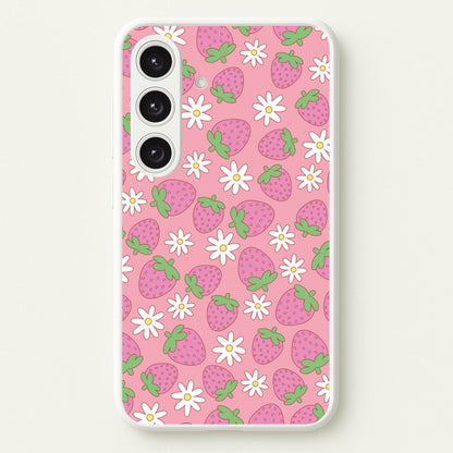 Pink Strawberries - Spring Patterns  - Spring Phone Case for Galaxy S24FE