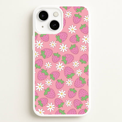 Pink Strawberries - Spring Patterns  - Spring Phone Case for iPhone 13 Mini