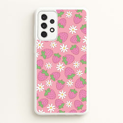 Pink Strawberries - Spring Patterns  - Spring Phone Case for Galaxy A52 / A52s