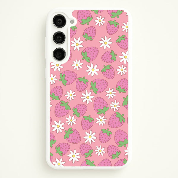 Pink Strawberries - Spring Patterns  - Spring Phone Case for Galaxy S23 Plus