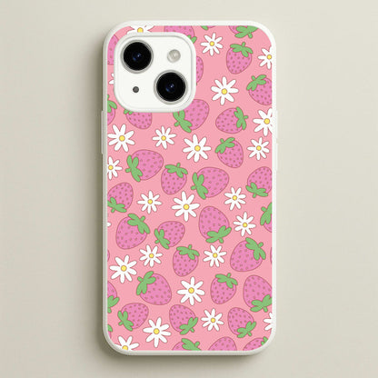 Pink Strawberries - Spring Patterns  - Spring Phone Case for iPhone 15