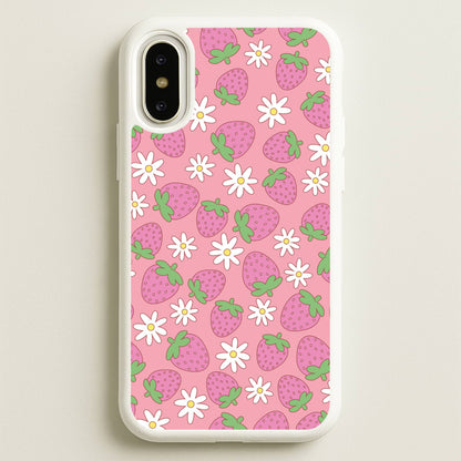 Pink Strawberries - Spring Patterns  - Spring Phone Case for iPhone X / XS
