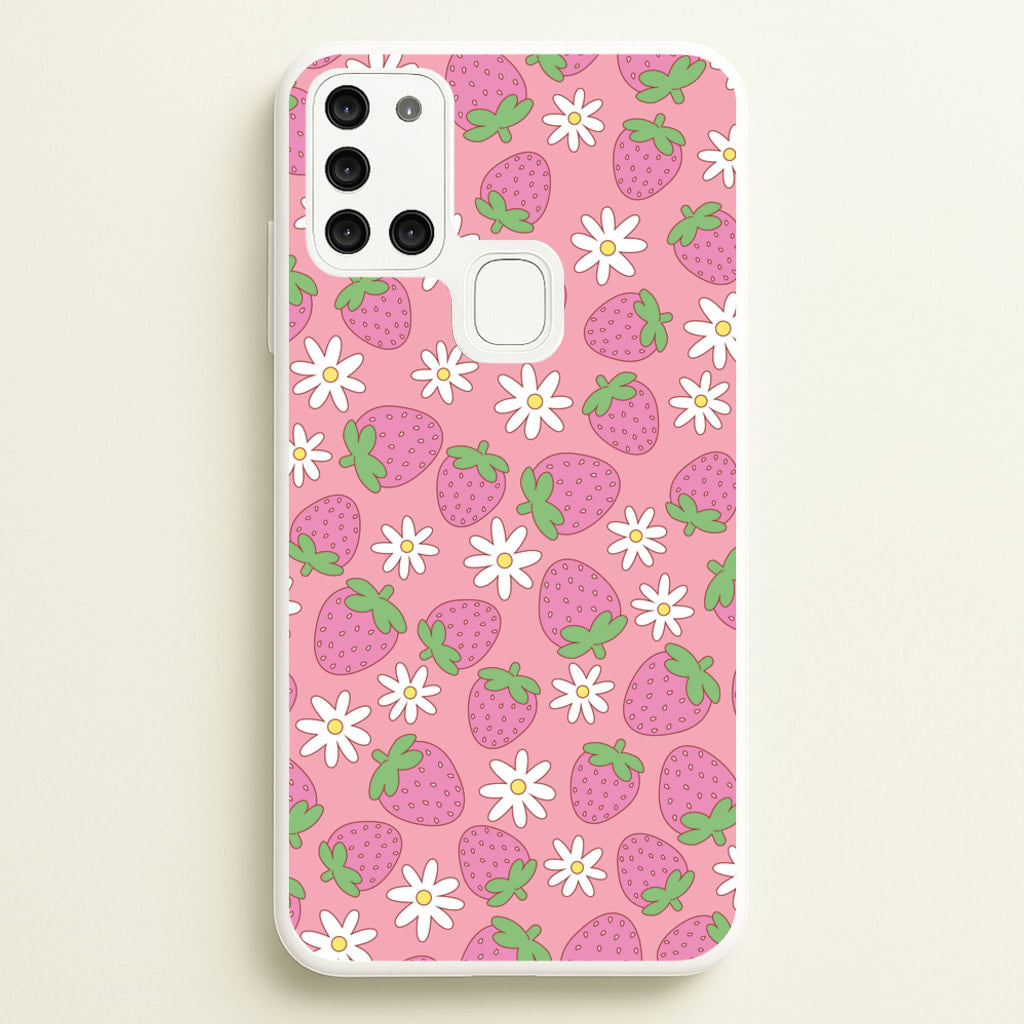 Pink Strawberries - Spring Patterns  - Spring Phone Case for Galaxy A21s