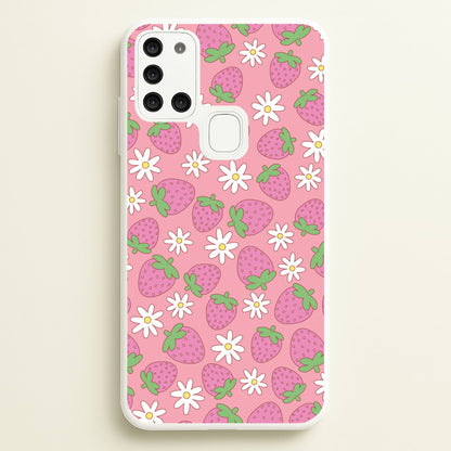 Pink Strawberries - Spring Patterns  - Spring Phone Case for Galaxy A21s